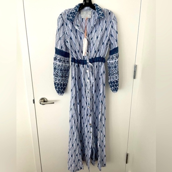 Temptation Positano Dresses & Skirts - Temptation Positano linen blue ric rush blu maxi shirtdress NWT